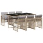 Set comedor de jardín 7 pzas con cojines ratán sintético beige de , Conjuntos de jardín - Ref: Foro24-3210732, Precio: 450,14...