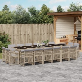 Garten-Essgruppe, 17-teilig, mit Kissen, aus synthetischem Rattan in Beige. von , Gartensets - Ref: Foro24-3210888, Preis: 1,...