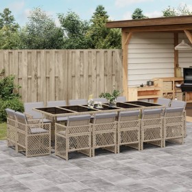 Garten-Essgruppe mit 15-teiligen Kissen aus synthetischem Rattan in Beige. von , Gartensets - Ref: Foro24-3210876, Preis: 965...