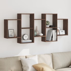 Engineered wood brown oak wall shelf 159x18x65 cm by , Shelves and shelves - Ref: Foro24-853215, Price: 55,13 €, Discount: %