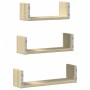 Wall shelf 3 units engineered wood Sonoma oak by , Shelves and shelves - Ref: Foro24-853310, Price: 17,75 €, Discount: %