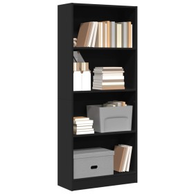 Black engineered wood bookshelf