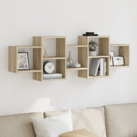 Engineered oak Sonoma wall shelf 129x18x42 cm by , Shelves and shelves - Ref: Foro24-853220, Price: 42,51 €, Discount: %