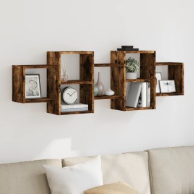 Engineered smoked oak wood wall shelf 129x18x42 cm by , Shelves and shelves - Ref: Foro24-853222, Price: 42,51 €, Discount: %