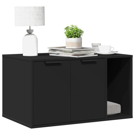 Cat litter box furniture made of black engineered wood, measuring 80x50x45 cm. by , Cat furniture - Ref: Foro24-857734, Price...