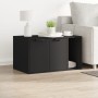 Cat litter box furniture made of black engineered wood, measuring 80x50x45 cm. by , Cat furniture - Ref: Foro24-857734, Price...