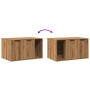 Cat litter box furniture made of oak wood, artisanal, 80x50x45 cm. by , Cat furniture - Ref: Foro24-857741, Price: 85,44 €, D...