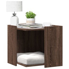 Cat litter box furniture in brown oak wood