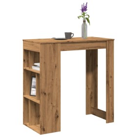 Tall table with oak wood shelves artisan.