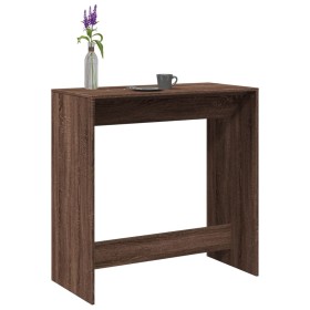 Tall bar table made of brown oak engineered wood