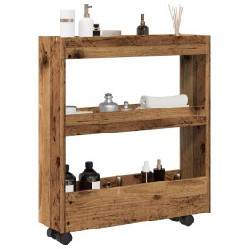 Narrow 3-level aged wood storage cart by , Kitchen and dining carts - Ref: Foro24-855248, Price: 47,61 €, Discount: %