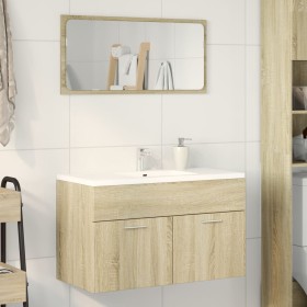 Armario para lavabo contrachapada color roble 80x38,5x46 cm de , Muebles de baño - Ref: Foro24-856209, Precio: 47,63 €, Descu...