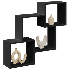 Engineered wood black wall cabinet 78x18x71 cm by , Shelves and shelves - Ref: Foro24-854806, Price: 41,24 €, Discount: %