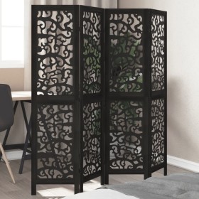 4-panel solid Paulownia wood room divider screen in black. by , Room dividers - Ref: Foro24-358753, Price: 95,78 €, Discount: %