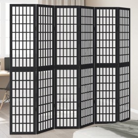 6-panel solid Paulownia wood room divider screen in black. by , Room dividers - Ref: Foro24-358779, Price: 167,44 €, Discount: %