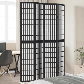 4-panel solid Paulownia wood room divider screen in black. by , Room dividers - Ref: Foro24-358772, Price: 121,41 €, Discount: %