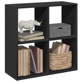 Black engineered wood divider bookcase