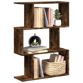 Three-level smoked oak wood divider bookcase 70x24x97 cm by , Bookcases and shelves - Ref: Foro24-858115, Price: 50,11 €, Dis...