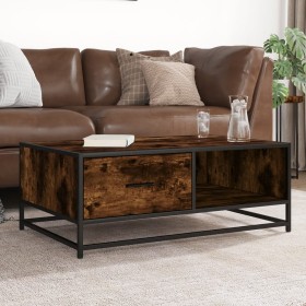 Engineered wood and smoked oak metal coffee table, 90x57x35 cm by , Coffee table - Ref: Foro24-848756, Price: 98,72 €, Discou...