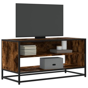 Mueble TV metal y madera ingeniería roble humo 91x40x46 cm de , Muebles TV - Ref: Foro24-848886, Precio: 83,55 €, Descuento: %