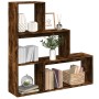 Three-level smoked oak wood divider bookcase 123x29x123 cm by , Bookcases and shelves - Ref: Foro24-857989, Price: 81,18 €, D...