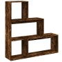 Three-level smoked oak wood divider bookcase 123x29x123 cm by , Bookcases and shelves - Ref: Foro24-857989, Price: 81,18 €, D...