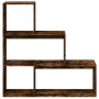 Three-level smoked oak wood divider bookcase 123x29x123 cm by , Bookcases and shelves - Ref: Foro24-857989, Price: 81,18 €, D...