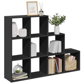 Three-level black wooden divider bookcase 137.5x29x103.5 cm by , Bookcases and shelves - Ref: Foro24-857977, Price: 96,68 €, ...