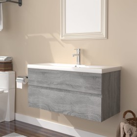 Mueble de baño con lavabo madera contrachapada gris Sonoma de , Tocadores de baño - Ref: Foro24-3152880, Precio: 225,36 €, De...