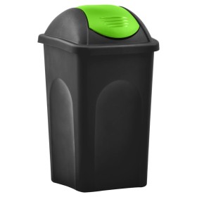 Swing lid trash can 60 L black and green by , Garbage cans and trash cans - Ref: Foro24-147325, Price: 67,19 €, Discount: %