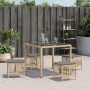 Gartenhocker mit 4 Stück Kissen aus PE-Rattan in Beige-Mix, 41x41x36cm. von , Hocker für den Außenbereich - Ref: Foro24-36506...