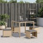 Gartenhocker mit 4 Stück Kissen aus PE-Rattan in Beige-Mix, 41x41x36cm. von , Hocker für den Außenbereich - Ref: Foro24-36505...