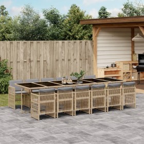 Garten-Essgruppe mit 13-teiligen Kissen aus synthetischem Rattan in Beige. von , Gartensets - Ref: Foro24-3210948, Preis: 949...