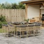 Garden dining set 11 pieces with beige synthetic rattan cushions by , Garden sets - Ref: Foro24-3211572, Price: 577,24 €, Dis...