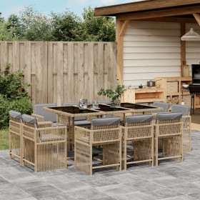 Garten-Essgruppe 11-teilig mit Kissen aus synthetischem Rattan in Beige. von , Gartensets - Ref: Foro24-3211752, Preis: 609,4...