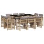 Garden dining set 11 pieces with beige synthetic rattan cushions by , Garden sets - Ref: Foro24-3211752, Price: 609,42 €, Dis...