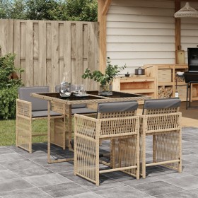 Garten-Essgruppe 5-teilig mit Rattan-Kissen