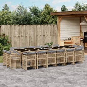 Garten-Essgruppe, 17-teilig, mit Kissen, aus synthetischem Rattan in Beige. von , Gartensets - Ref: Foro24-3211068, Preis: 1,...