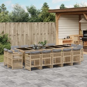 Garten-Essgruppe mit 15-teiligen Kissen aus synthetischem Rattan in Beige. von , Gartensets - Ref: Foro24-3211056, Preis: 988...