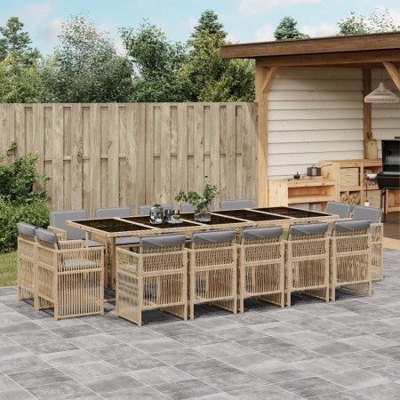 Garten-Essgruppe mit 15-teiligen Kissen aus synthetischem Rattan in Beige. von , Gartensets - Ref: Foro24-3211056, Preis: 989...