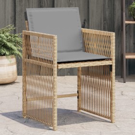 Garden armchairs with 4 synthetic rattan beige