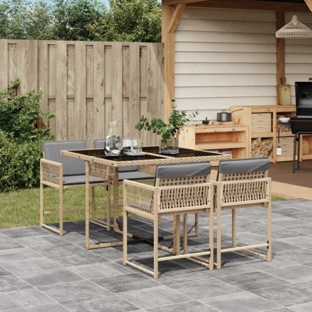 Garten-Essgruppe 5-teilig mit beigen Polstern aus synthetischem Rattan von , Gartensets - Ref: Foro24-3211440, Preis: 274,27 ...