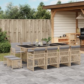 Garten-Essgruppe mit 13-teiligen Kissen aus synthetischem Rattan in Beige. von , Gartensets - Ref: Foro24-3210804, Preis: 740...