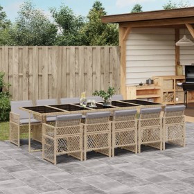 Garten-Essgruppe 11-teilig mit Kissen aus synthetischem Rattan in Beige. von , Gartensets - Ref: Foro24-3210756, Preis: 794,3...