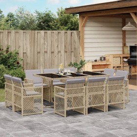 Garten-Essgruppe 11-teilig mit Kissen aus synthetischem Rattan in Beige. von , Gartensets - Ref: Foro24-3210852, Preis: 700,4...