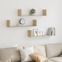 Wall shelves 3 units engineered wood Sonoma oak 80x18x18 cm by , Shelves and shelves - Ref: Foro24-853292, Price: 32,28 €, Di...