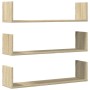 Wall shelves 3 units engineered wood Sonoma oak 80x18x18 cm by , Shelves and shelves - Ref: Foro24-853292, Price: 32,28 €, Di...