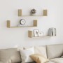 Wall shelves 3 units engineered wood Sonoma oak 80x18x18 cm by , Shelves and shelves - Ref: Foro24-853292, Price: 32,28 €, Di...