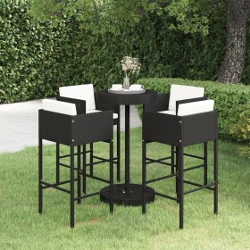 5-teiliges Gartenbar-Set und schwarze synthetische Rattankissen von vidaXL, Gartensets - Ref: Foro24-3094775, Preis: 385,99 €...