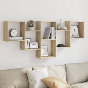 Engineered oak Sonoma wall shelf 159x18x66cm by , Shelves and shelves - Ref: Foro24-853301, Price: 47,99 €, Discount: %